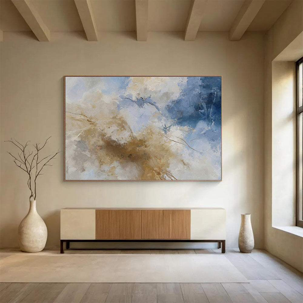 Blue - Brown Abstract Art for Nautical - Themed Restaurant Dining Areas DLZ2520