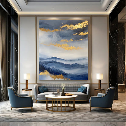 Golden Cloud Mountainscape for Luxury Home Decor & Asian - Inspired Spa STSC279