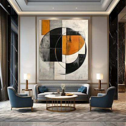 Orange - Accented Geometric Circle for Creative Studio & Contemporary Art Gallery STSC221