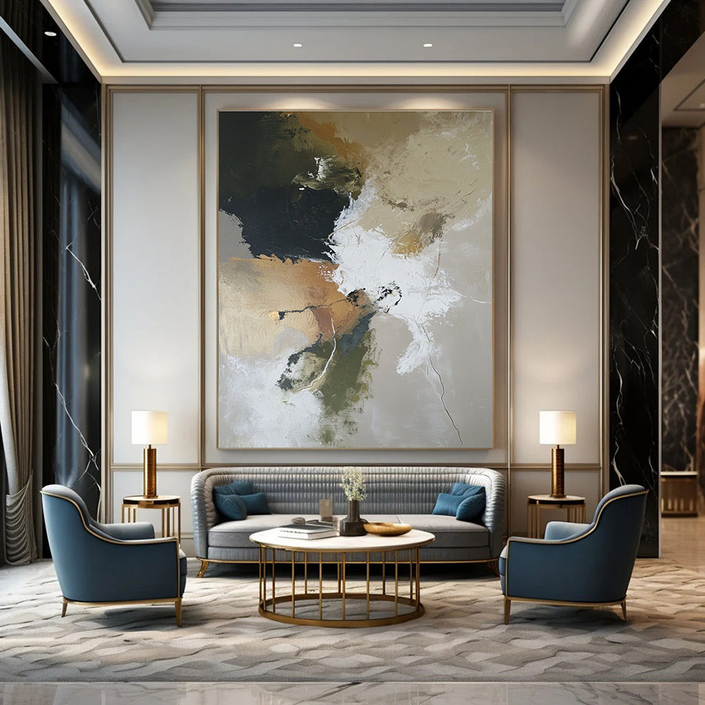 Neutral Tones Abstract for Timeless Home Library & Modern Office STSC254