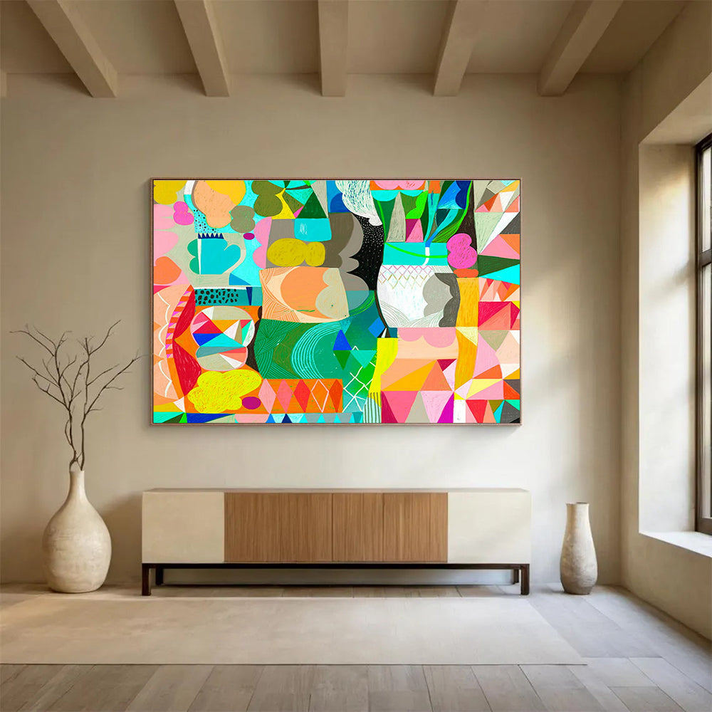 Colorful Geometric Abstract Art for Modern Living Rooms DLZ2449