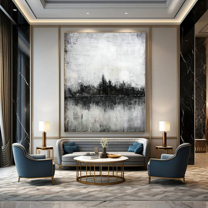 Monochrome Landscape Art for Rustic Home Library & Nature - Themed Café DLZ2054
