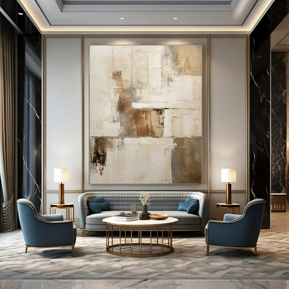 Soft Beige - Grey Abstract Art for Spa Retreat & Minimalist Nursery DLZ1317