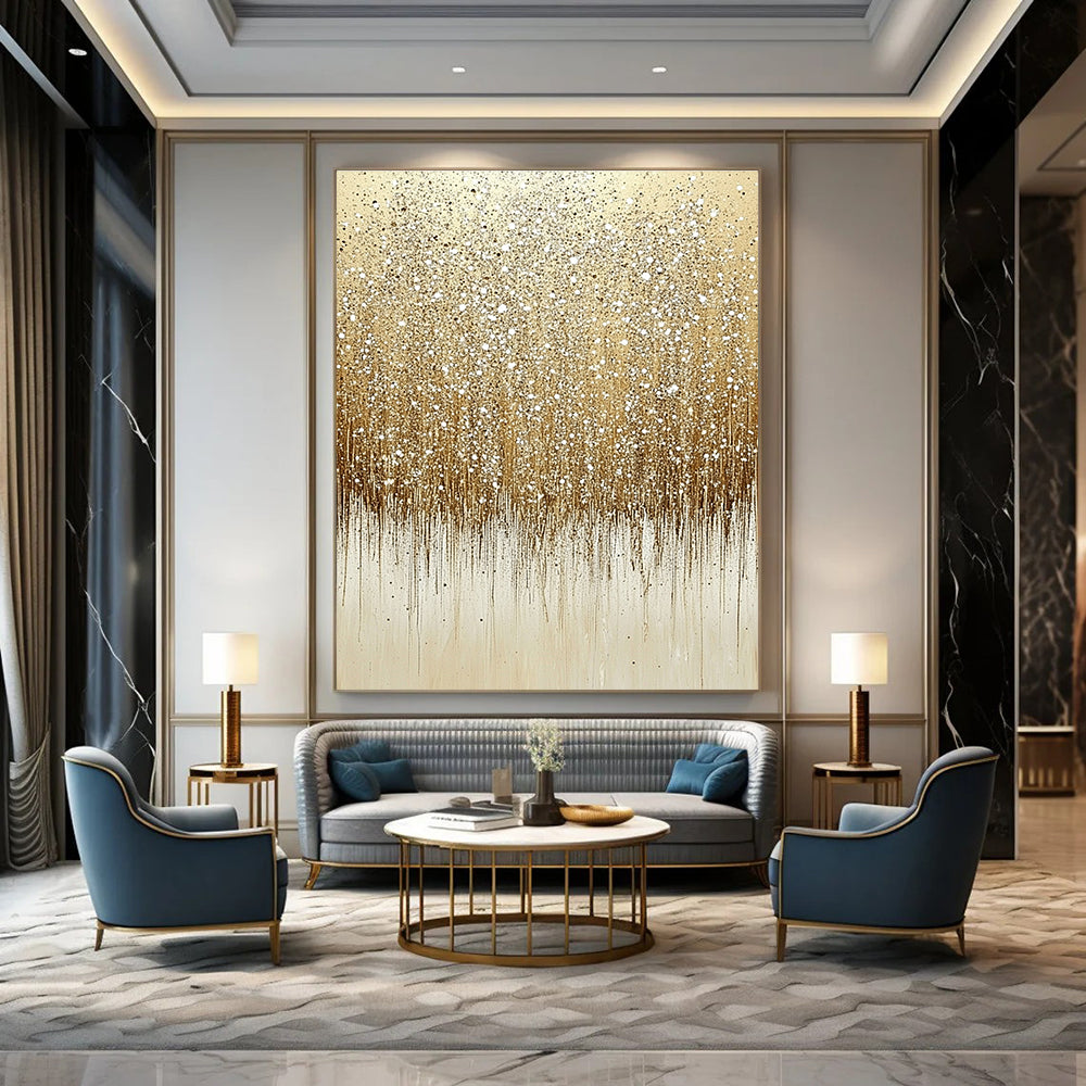 Luxurious Golden Drizzle Art for Ballroom & Home Gallery STSC681