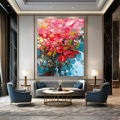 Vibrant Rose Bouquet Art for Romantic Wedding Venue & Feminine Boutique DLZ2132
