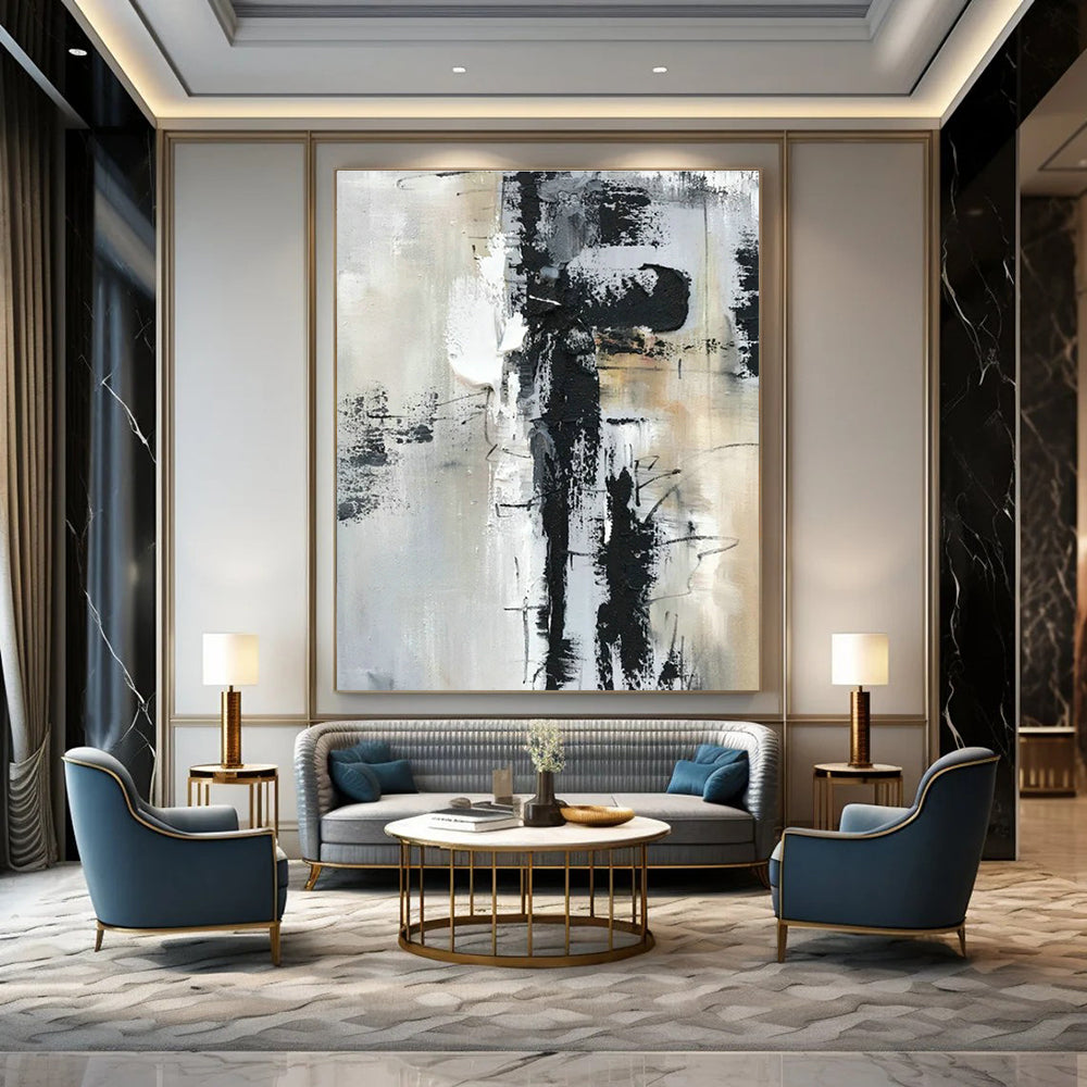 Black - White - Gray Abstract Art for Industrial Loft & Modern Art Gallery DLZ1690