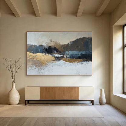 Gold - Accented Landscape Abstract Art for Luxury Hotel Lobby & Upscale Home Office SC226