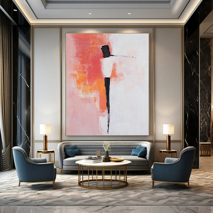 Coral and Black Abstract Figure for Bohemian - Style Bedroom & Art - Inspired Boutique STSC404