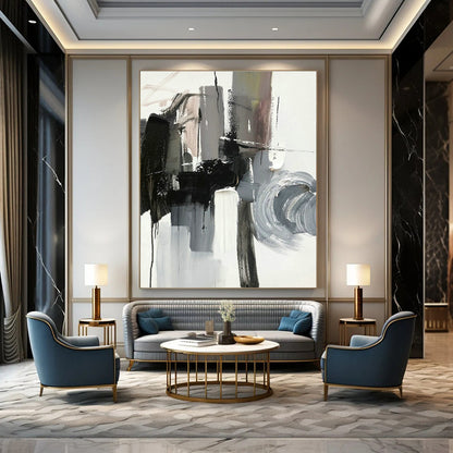 Black - Gray - White Abstract Art for Gallery - Style Home Office & Monochrome Art Gallery DLZ1278
