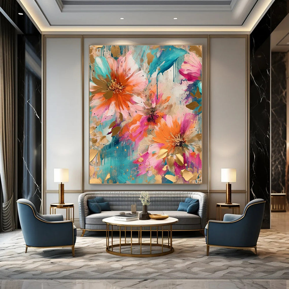 Floral with Gold Accents Art for Wedding Venue & Luxury Hotel DLZ2298