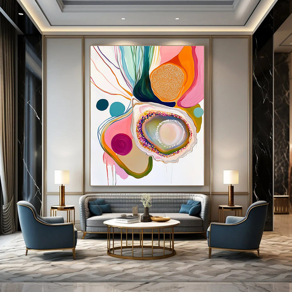 Vibrant Oyster Abstract Art for Dining Room & Sunroom STSC665