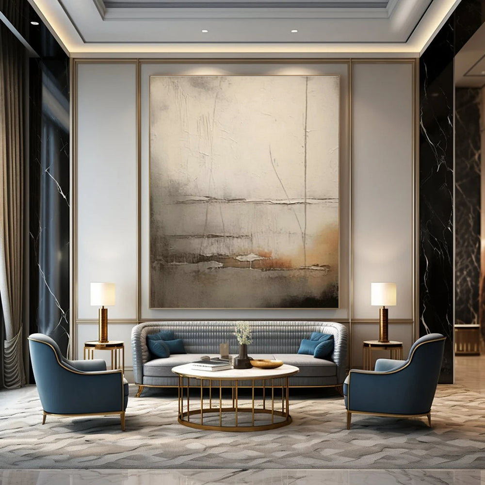 Gray - White Abstract Art for Scandinavian - Style Nursery & Calming Wellness Spa DLZ1583