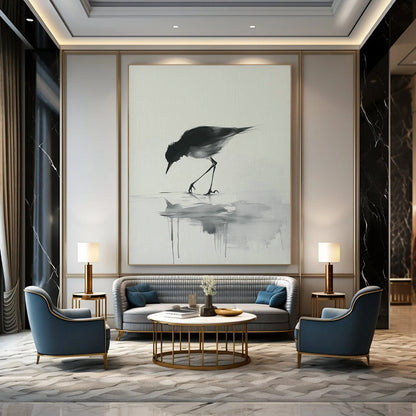 Ink - Wash Bird Art for Zen - Inspired Home & Traditional Tea House DLZ1830