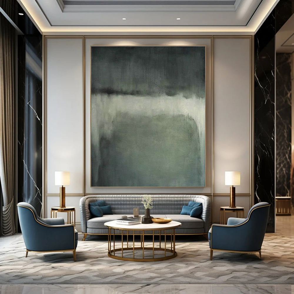 Muted Gray Abstract Art for Minimalist Library & Corporate Waiting Room DLZ1474