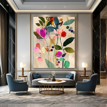 Vibrant Floral Abstract Art for Garden Room & Café STSC043