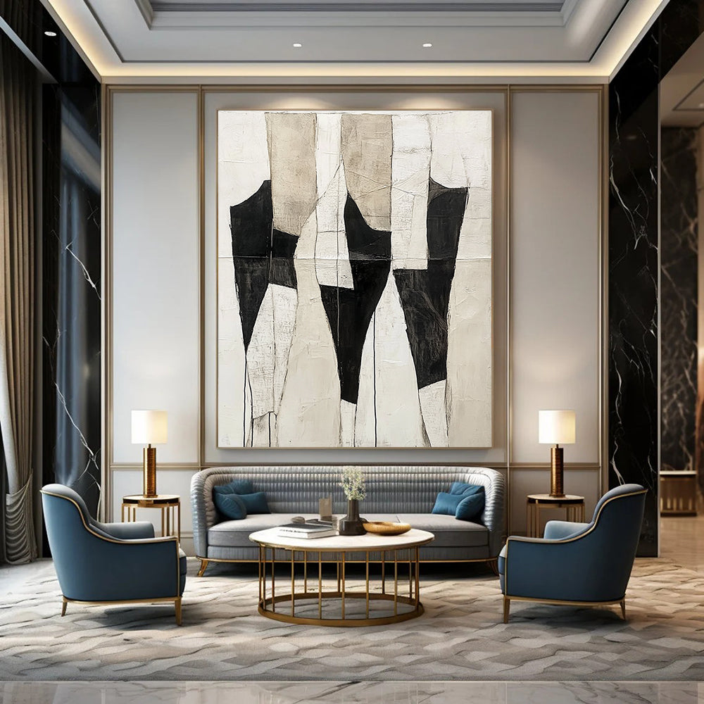 Black and Beige Patchwork Abstract for Industrial - Chic Loft & Contemporary Gallery STSC403