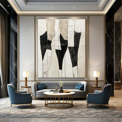 Black and Beige Patchwork Abstract for Industrial - Chic Loft & Contemporary Gallery STSC403