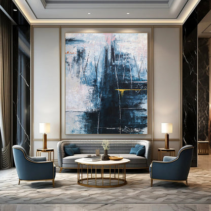 Blue - Pink - Gray Abstract Art for Art Gallery & Home Spa DLZ1118