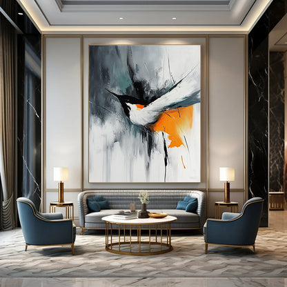 Expressive Abstract Bird Art for Bedroom & Study STSC662