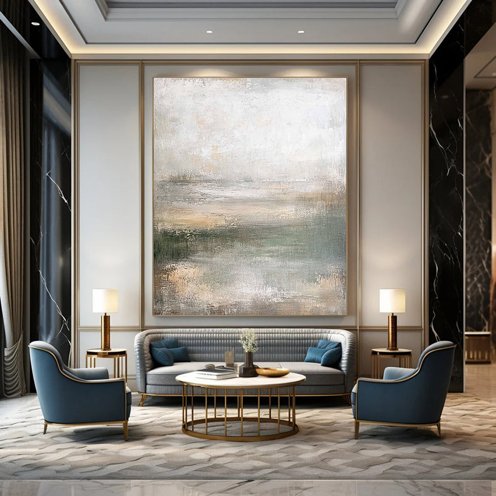 Light - Toned Abstract Landscape for Coastal Home Living Room & Art - Loving Sunroom STSC219