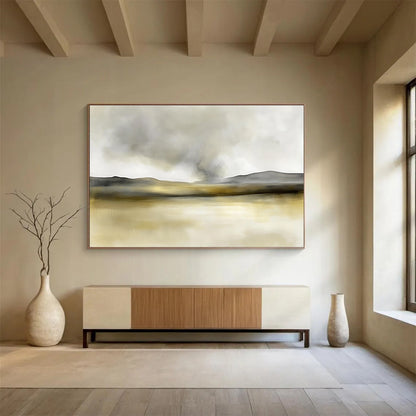 Gold Tonal Lake Art for Luxury Villa & Elegant Bedroom SC075