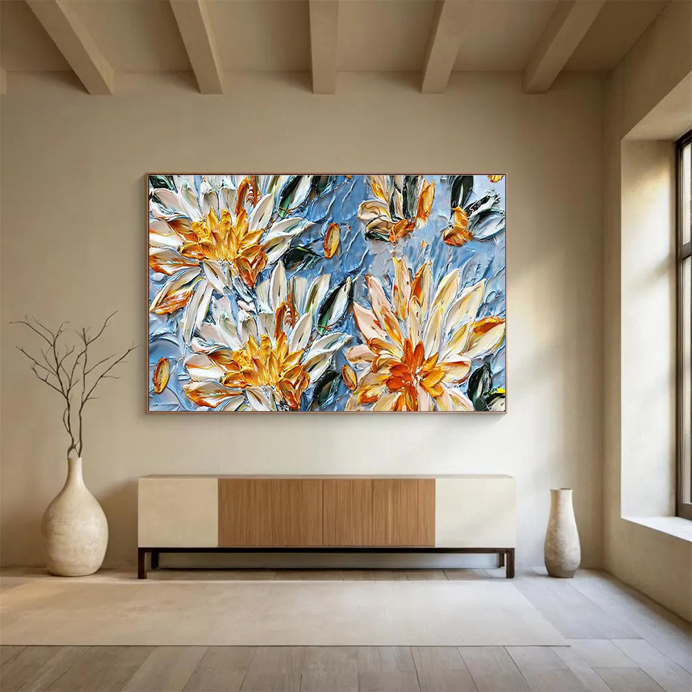 3D Floral Relief Art for Elegant Boutique Dressing Room Walls DLZ3280