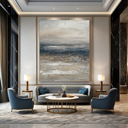 Monochrome Sea Abstract for Minimalist Beach House & Art Gallery Corridor STSC833