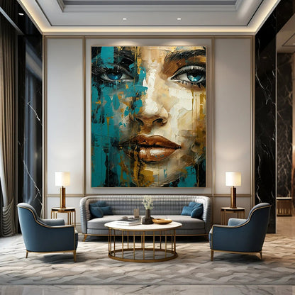 Colorful Abstract Face Art for Bohemian - Style Hair Salon & Creative Studio Loft DLZ1546