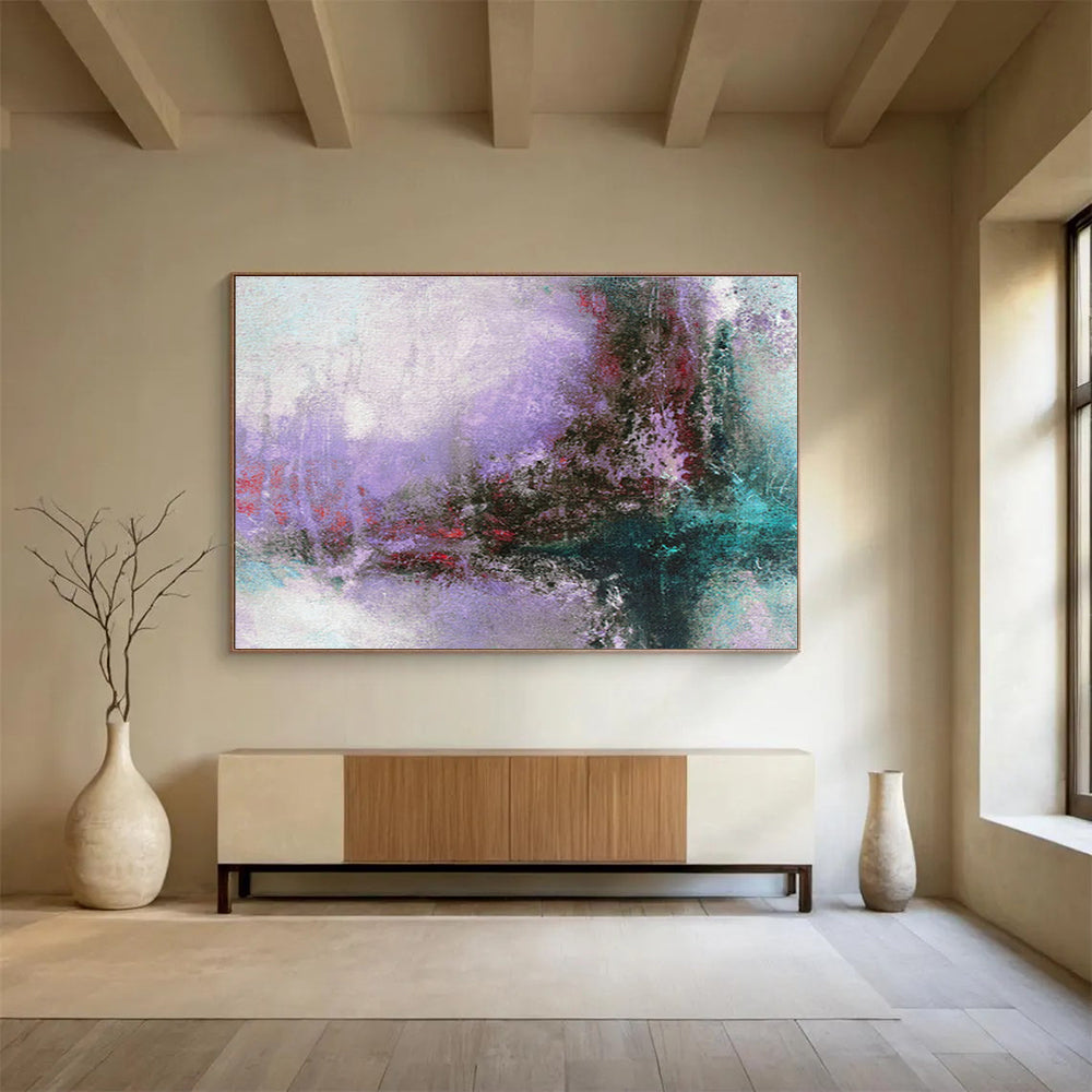 Purple - Green Hazy Abstract Art for Artistic Bedroom DLZ2764