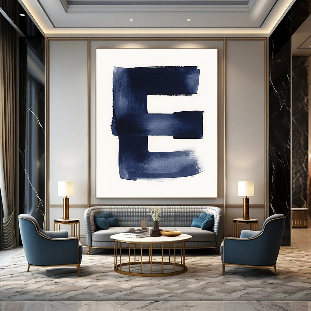 Blue Brushstroke "E" Art for Modern Nursery & Typography - Themed Exhibition STSC1096