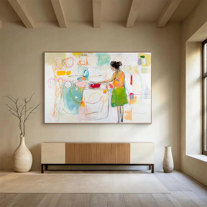 Abstract Figure in Colorful Space Art for Bohemian Café & Art - Inspired Bedroom SC184