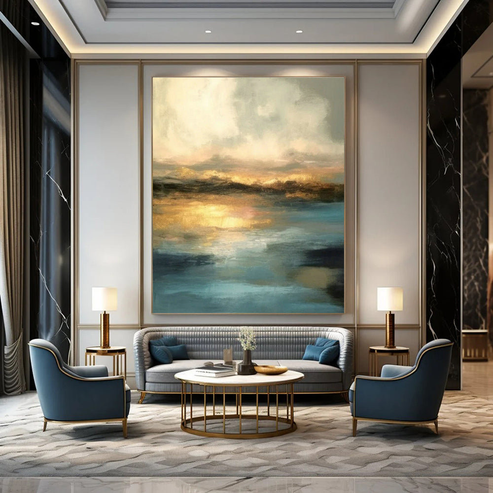 Golden Sunset Seascape Art for Beachfront Restaurant & Luxury Yacht Club DLZ1802
