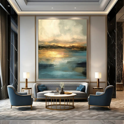 Golden Sunset Seascape Art for Beachfront Restaurant & Luxury Yacht Club DLZ1802