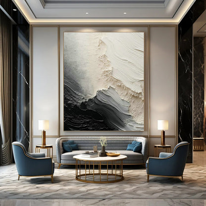 Black - White - Gray Textured Art for Industrial - Style Café Walls DLZ0117