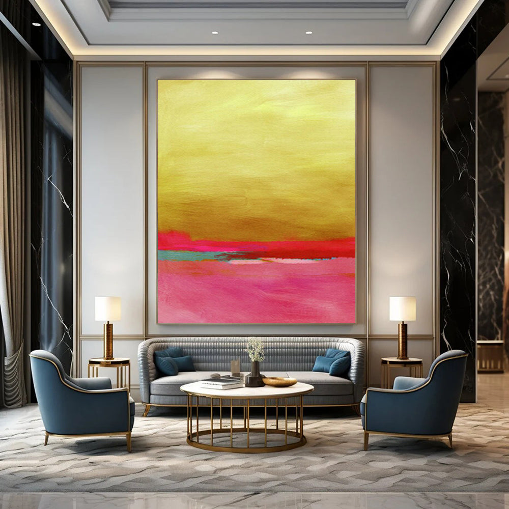 Gold - Pink Abstract Art for Art Gallery & Creative Studio DLZ0676