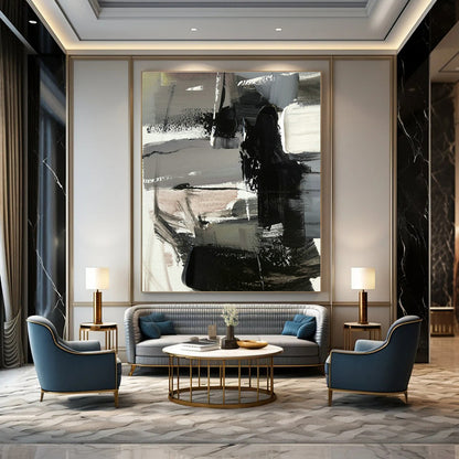 Black - Gray - White Abstract Art for Industrial Loft & Modern Office DLZ1270