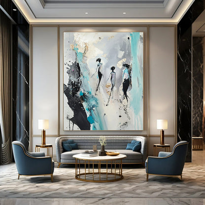 Abstract Figures with Gold Accents Art for Bedroom & Boutique STSC726