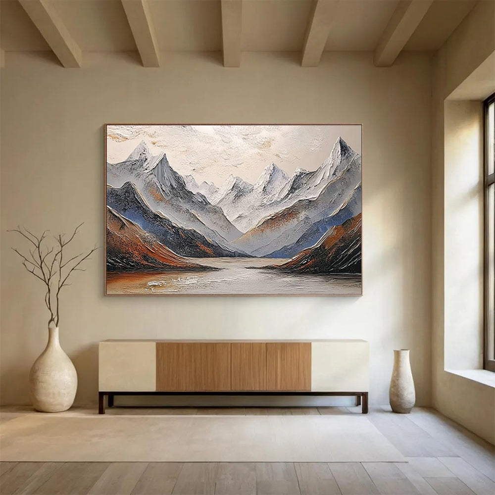 3D Snow - Mountain and Lake Art for Alpine - Inspired Living Room DLZ2840