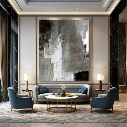 Gray - White Urban Abstract Art for City Apartment Living Room & Architectural Office DLZ2028