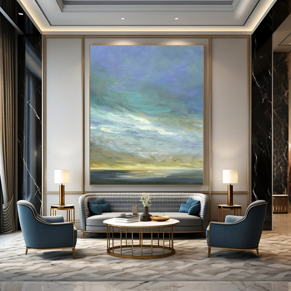 Soft - Color Sky & Sea Art for Minimalist Beach House & Nautical Yoga Studio DLZ0961