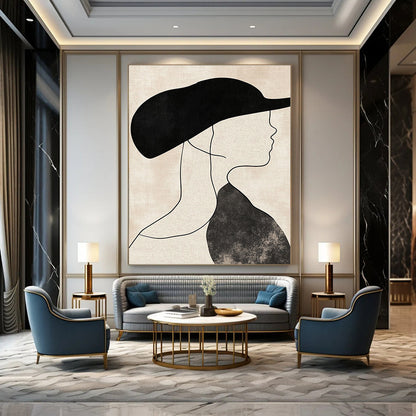 Woman with Black Hat Art for Fashion - Forward Boutique & Art - Decorated Dressing Room STSC1333