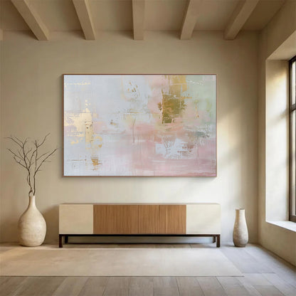 Gold - Pink Soft Abstract Art for Romantic Dressing Area DLZ2882