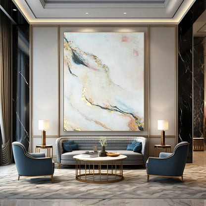 Pink & Gold Marble - Effect Art for Boutique Hotel Lobby & Glam Bathroom DLZ0673
