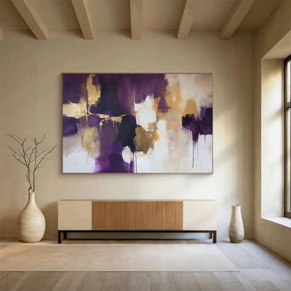 Purple - Gold Abstract Fusion Art for Royal - Inspired Dining Room & Luxury Spa Lounge SC237