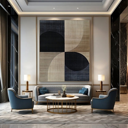 Black and Beige Geometric Forms Art for Contemporary Office & Scandinavian - Style Home STSC1318