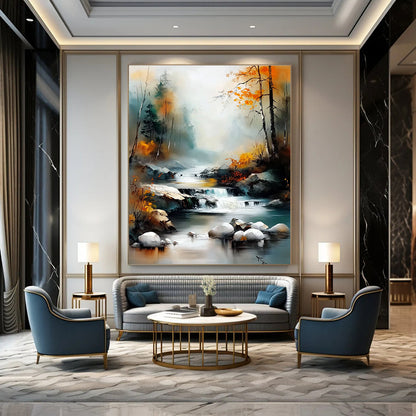 Autumn River Landscape for Nature - Themed Hotel & Cozy Cabin STSC1165