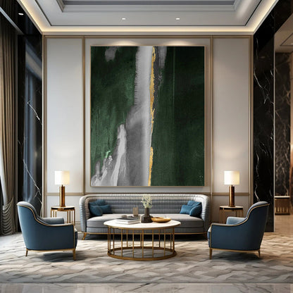 Dark Green & Gold Abstract Art for Luxury Bedroom & High - End Restaurant DLZ1210