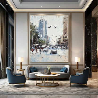 Busy Urban Street Scene for City - Themed Café & Modern Office Break Room STSC1135