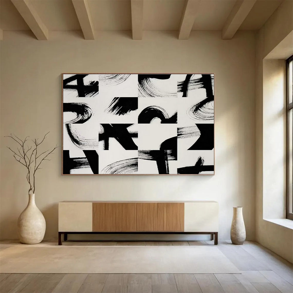 Ink - Brushstroke Collage Art for Contemporary Asian - Inspired Lounge DLZ2831