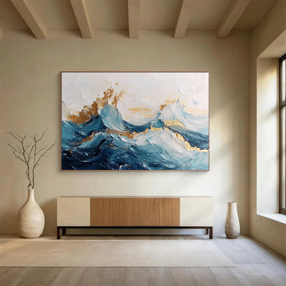 Textured Wave with Gold Art for Luxury Beachfront Villa & High - End Spa SC101